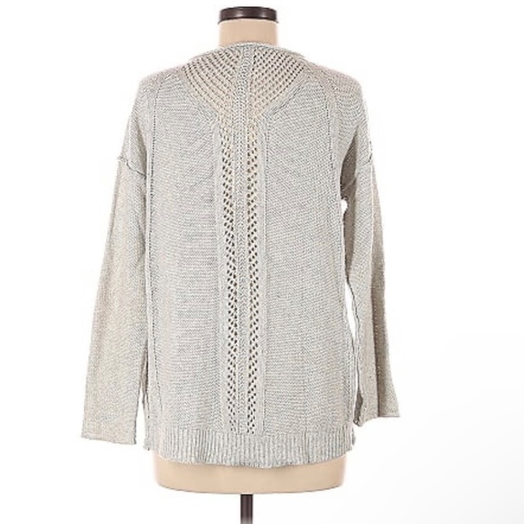 Mystree Light Gray/Off White Cashmere Blend Pullover Sweater, Size Medium - Picture 9 of 11